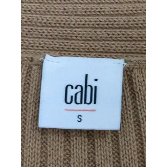 Cabi‎ Cardigan Sweater Womens S Tan Long Open Front Ribbed Sweatheart Style 3164 - Picture 3 of 6